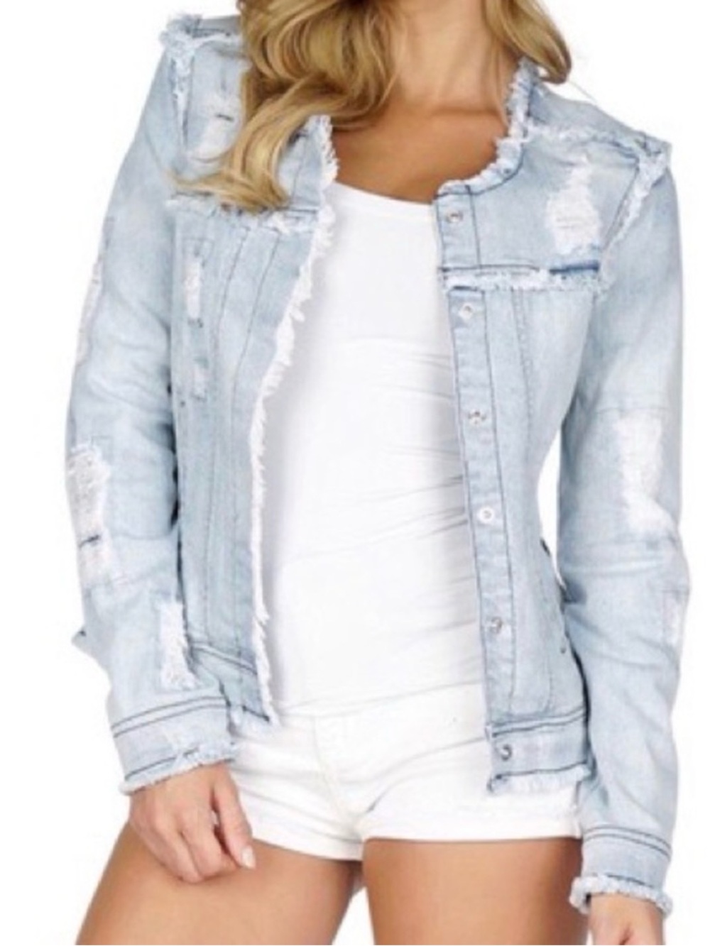 Generation Love Distressed Light Denim Jacket